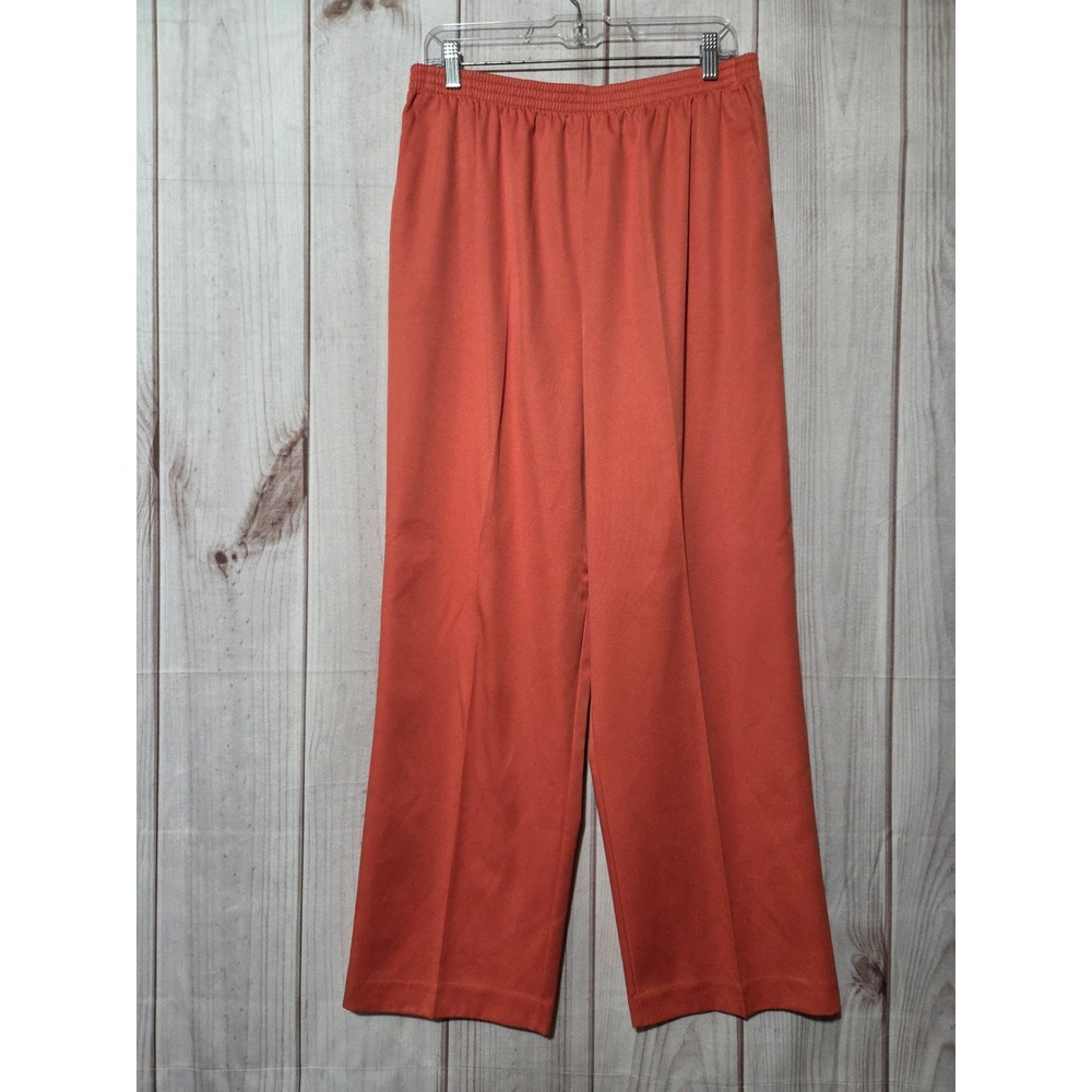 Alfred Dunner Womens Size 16 Coral Orange Elastic Waist Straight Leg Pants